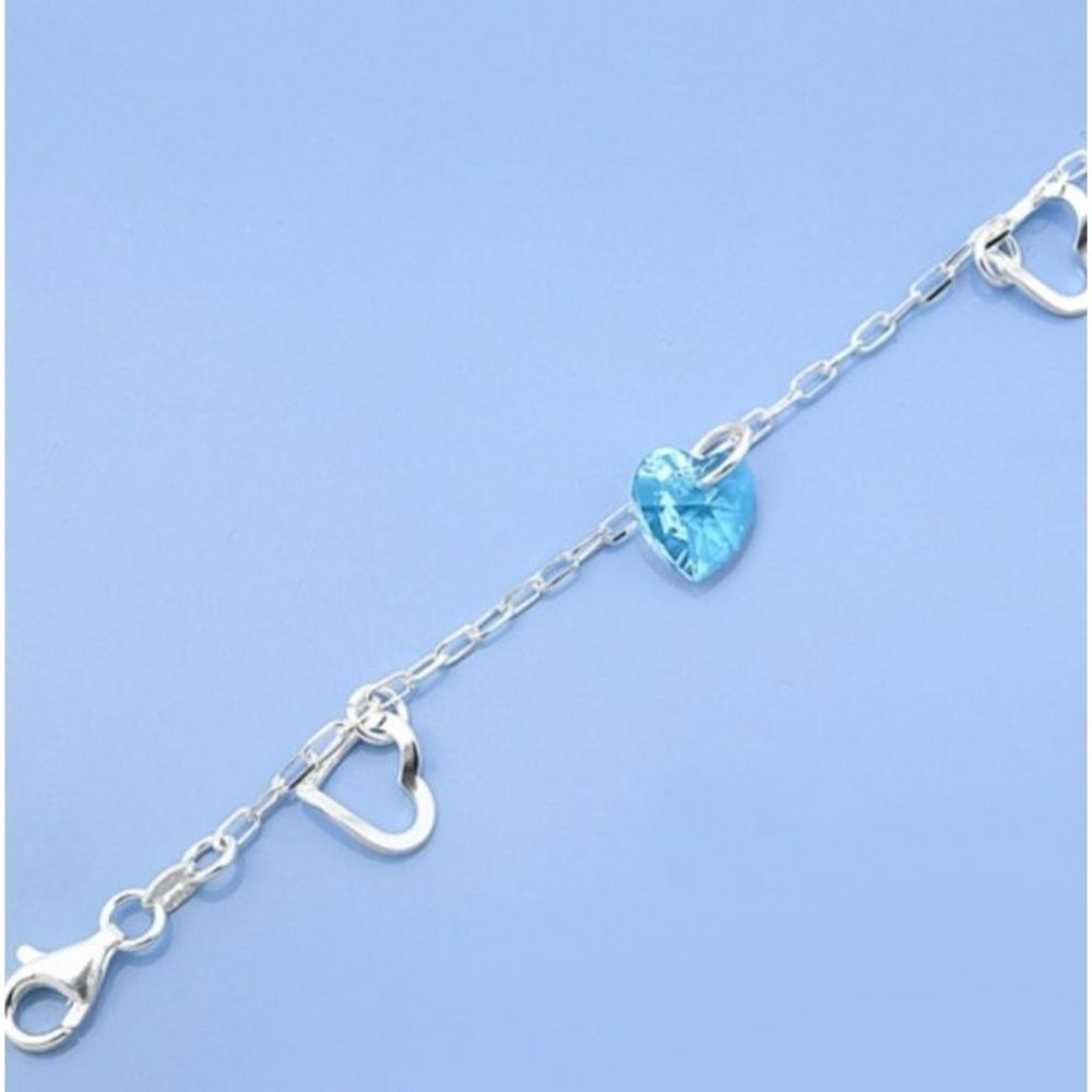 Sterling Silver Heart Charm Braclet